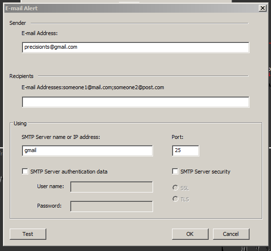 Percent Asymmetric email alerts